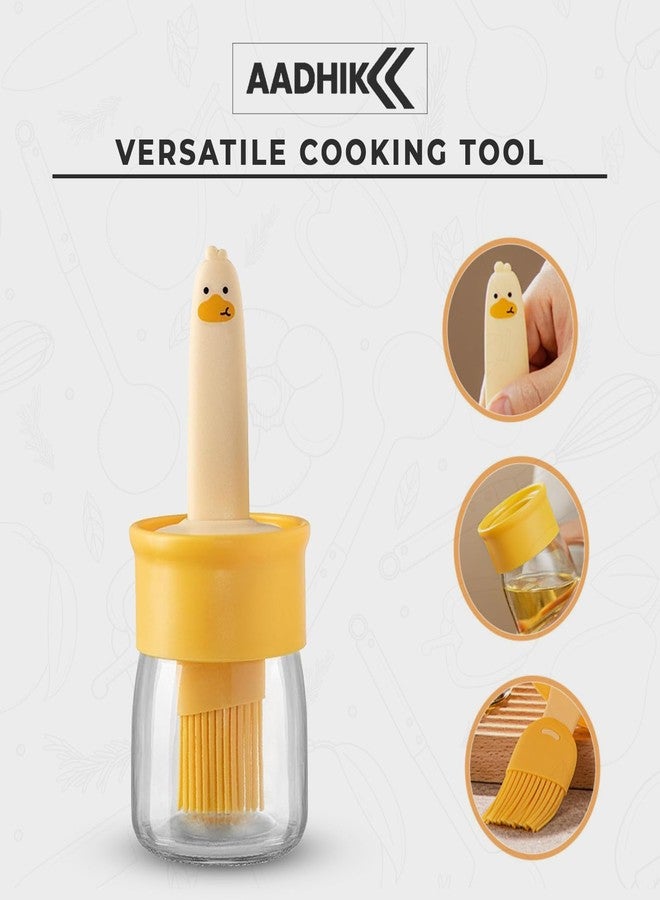 AADHIK Oil Dispenser Bottle with Silicone Brush 200ML - Leakproof Transparent Jar for Cooking, Baking, BBQ | Versatile Oil Container with Brush for Oil (Yellow) - Image 4